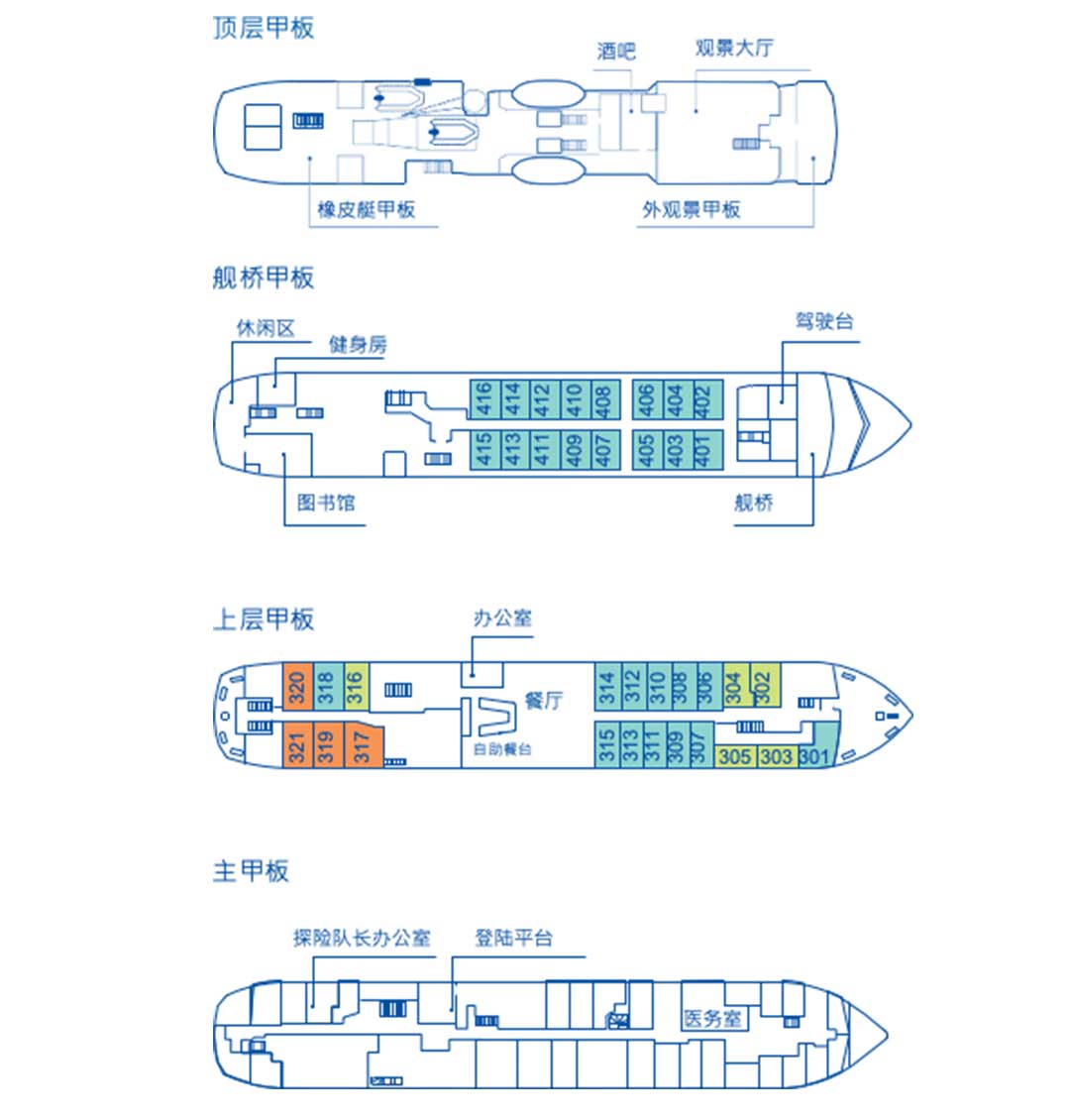 海洋新星号 Ocean Nova 甲板示意图
