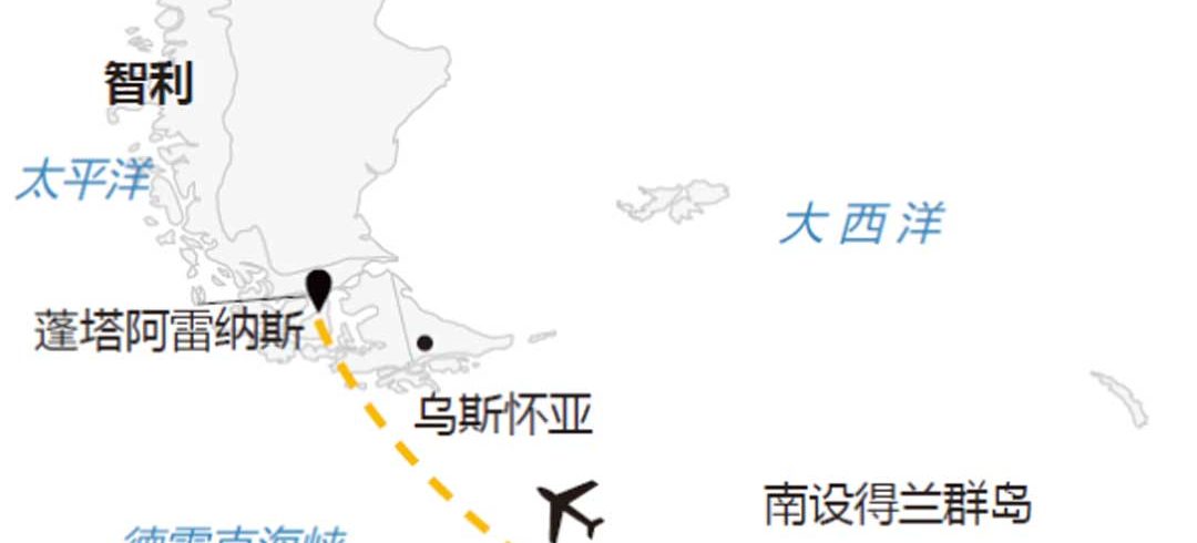 夸克11天直飞南极跨南极圈之旅地图