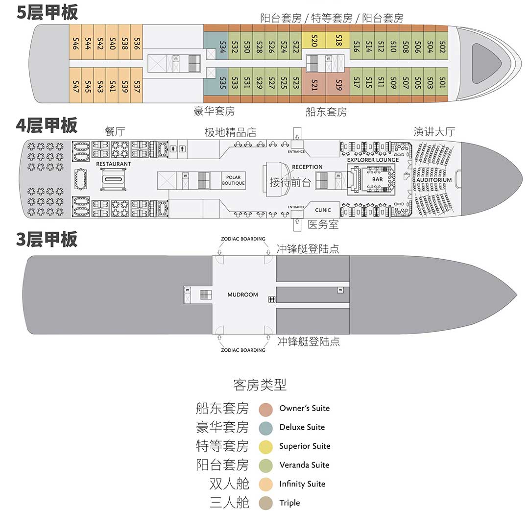 世界探索号 World Explorer 甲板图